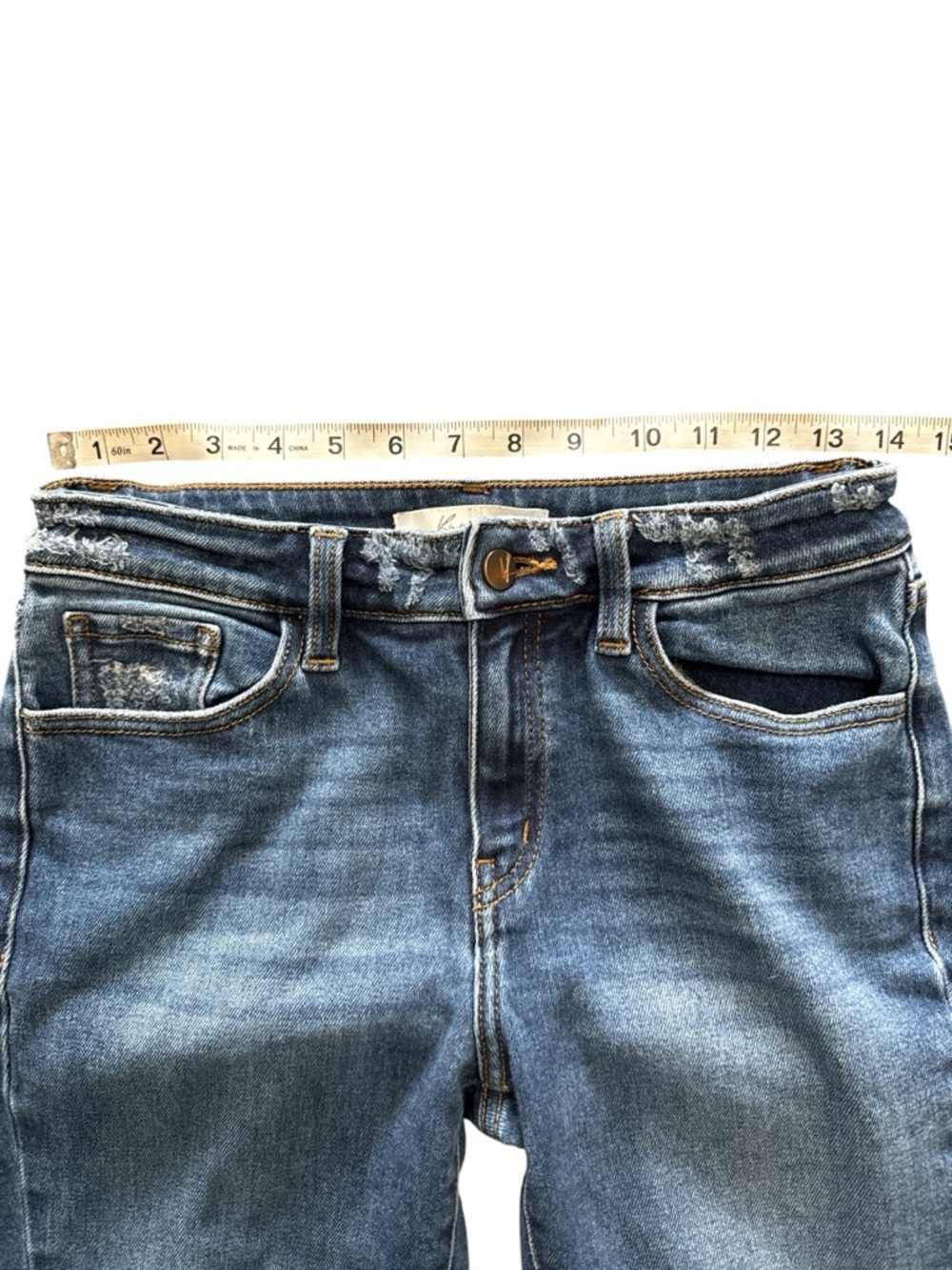 KanCan High Rise Skinny Jeans Distressed Raw Hem Stretch Medium Wash 25 - Picture 9 of 9